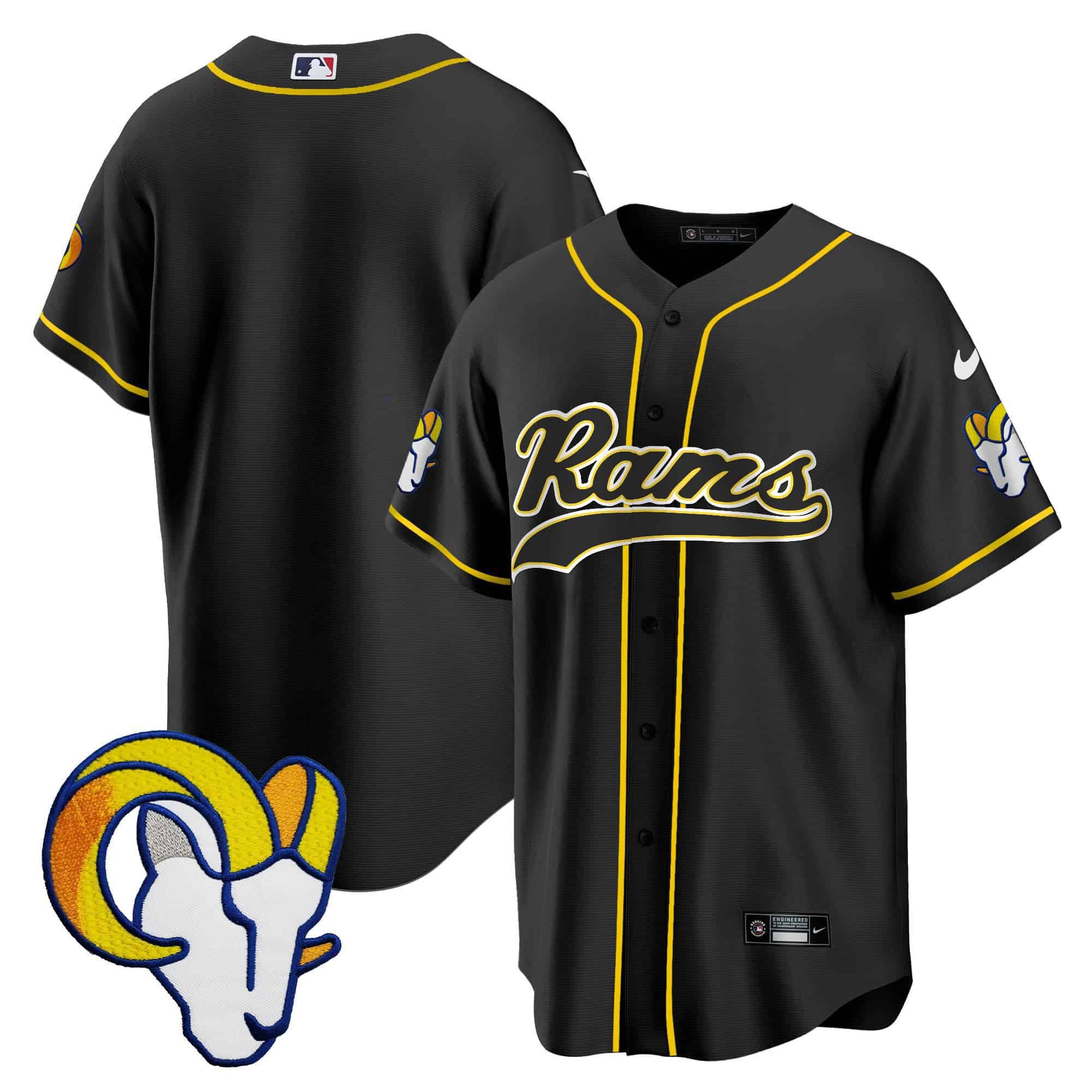 Men Los Angeles Rams Blank Black 2024 Nike Baseball NFL Jersey style 1